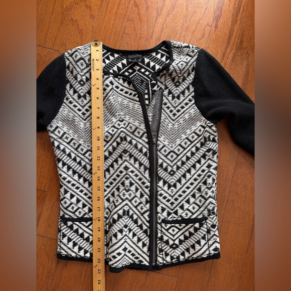 Lucky Brand Black and White Geometric Patterned Jacket Cardigan Sweater - Picture 7 of 7